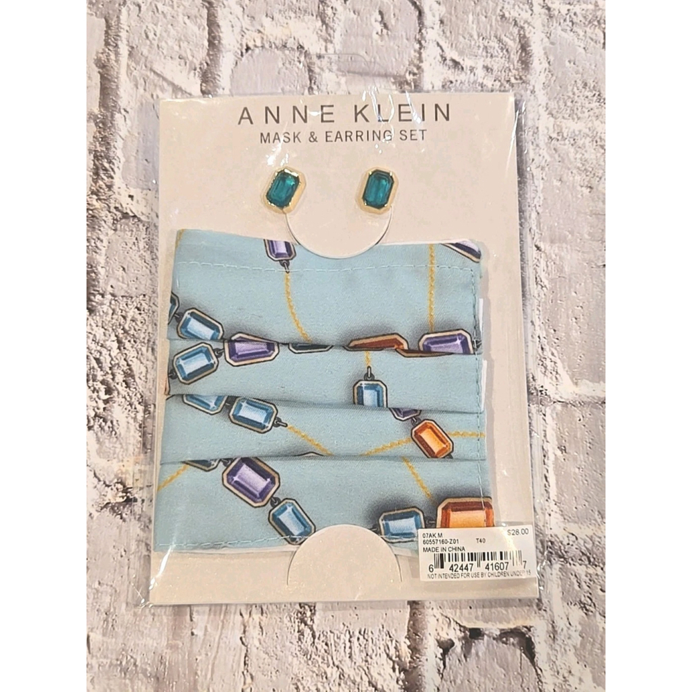 Anne Klein Mask & Earring Set, NWT, Jewelry Theme Greenish Blue Color, Themed-J1